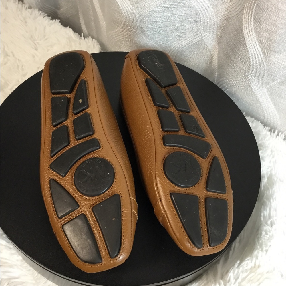 Michael Kors Cognac Leather Logo Toe Ballet Flats - Picture 5 of 7